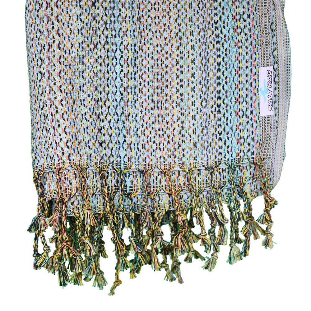 Salt Rag Beach Towel - "Mint/Yellow Hippie Rag" [Sand Free Turkish Beach Towel]
